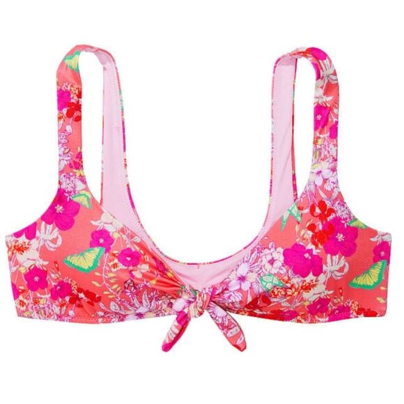 VICTORIA'S SECRET SWIM Tie-Front Bralette Bikini Top Pink Butterfly 🩷🦋 - Picture 1 of 6